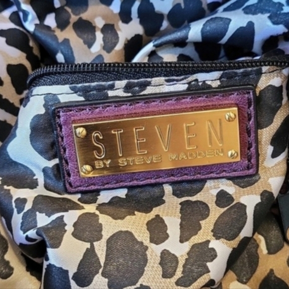 STEVEN by Steve Madden Leather & Suede Fold-Over Shoulder Crossbody Handbag - Picture 9 of 12